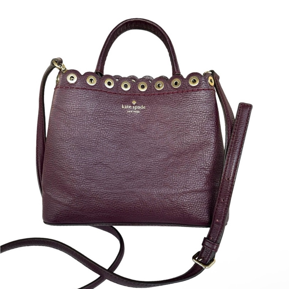Kate Spade Mini Janell Crossbody Paloma Road Burgundy Studded Leather Handle Bag